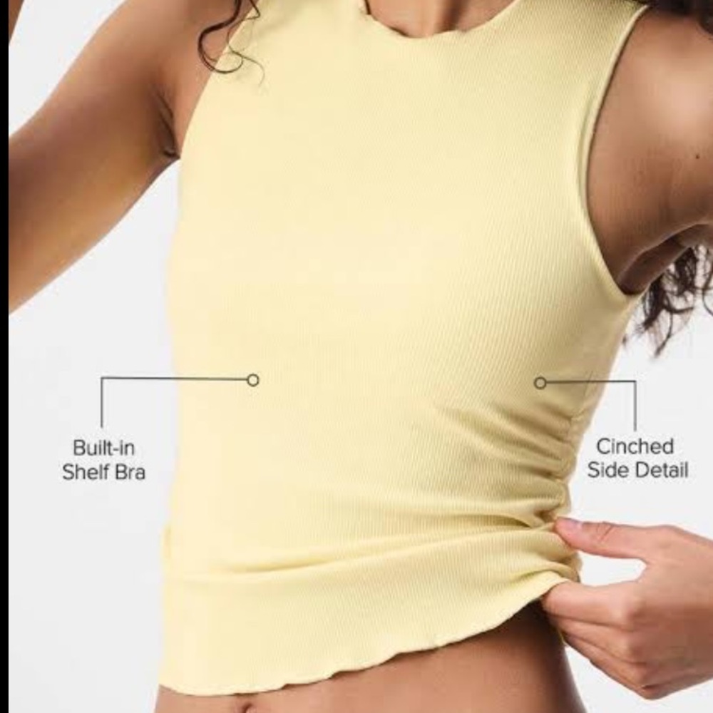 Alo Ribbed En Pointe Tank NWT Lemon Ice - Picture 2 of 3